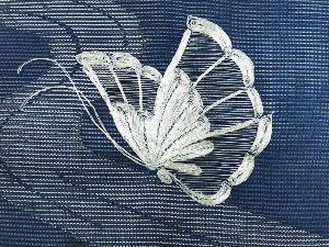 アンティーク　絽　流水に蝶模様刺繍名古屋帯